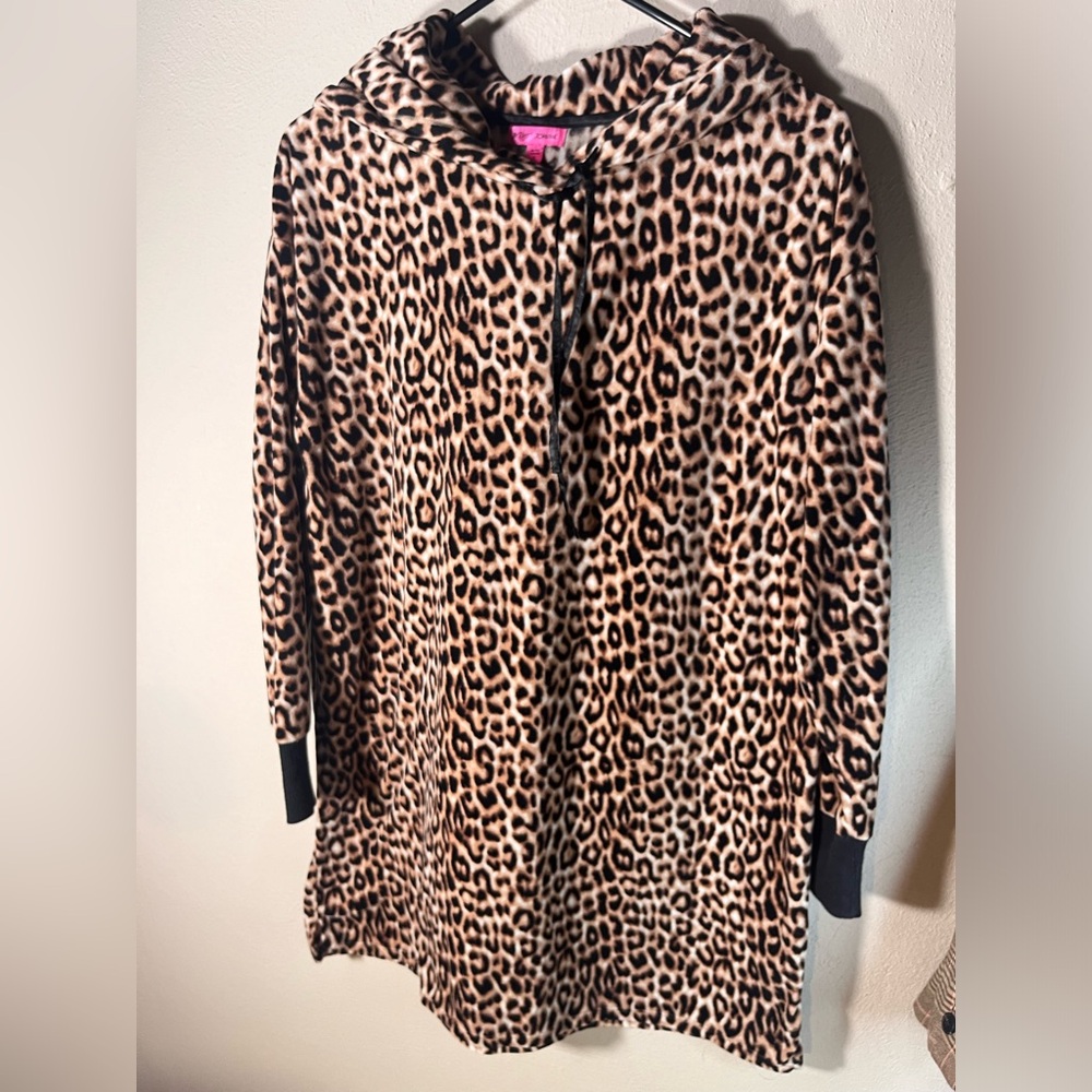 Betsey Johnson Leopard Print Velvet hoodie